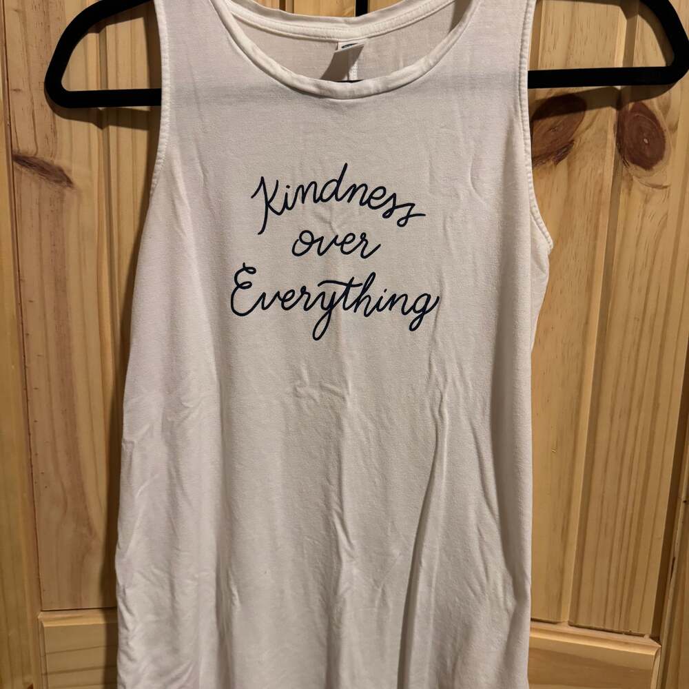 Old Navy Kindness Over Everything White Luxe Graphic Muscle Tank